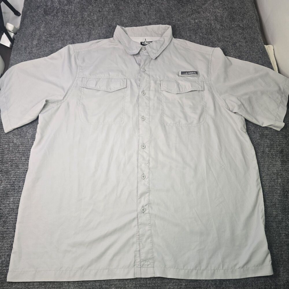 Habit Fishing Outdoor 40+ Solar Factor Vented Shirt Size XL Mesh Men's Gray Dust